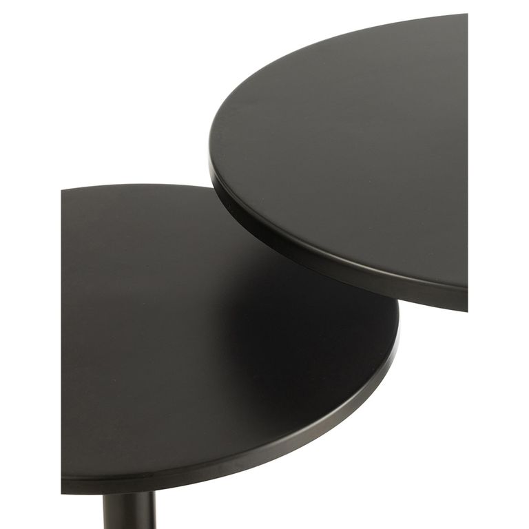 Side Table - Round - Set of 2 - Black - Metal