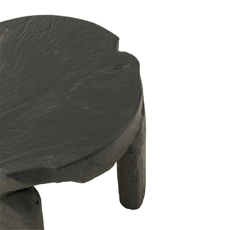 Accent Table - Round - Set of 2 - Black - Teak Wood