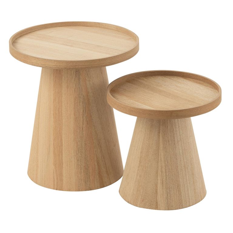 Side Table - Round - Set of 2 - Edges - Natural - Wood