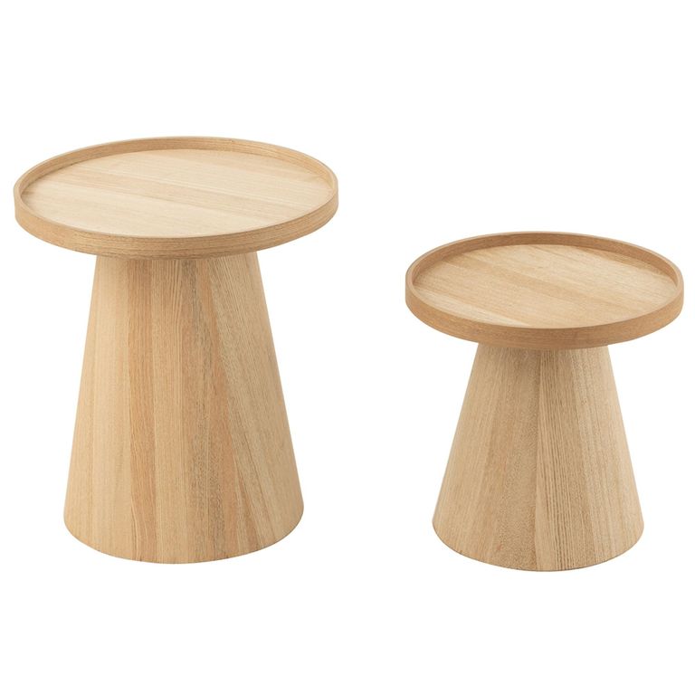 Side Table - Round - Set of 2 - Edges - Natural - Wood