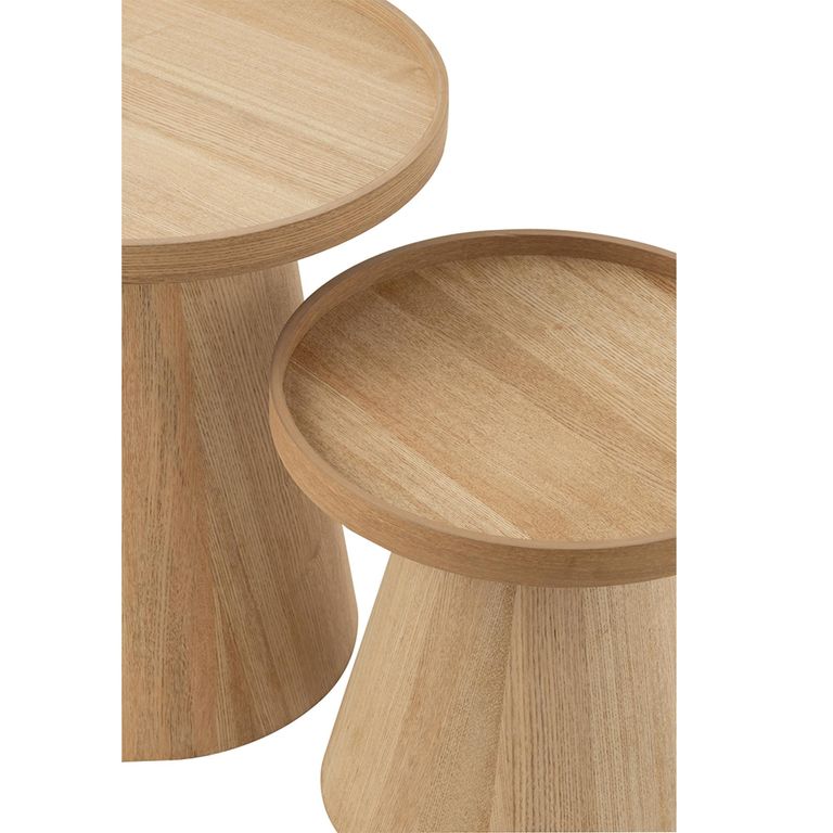 Side Table - Round - Set of 2 - Edges - Natural - Wood