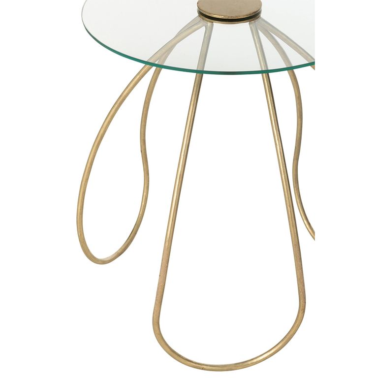 Accent Table - Round - Set of 2 - Gold - Glass and Metal