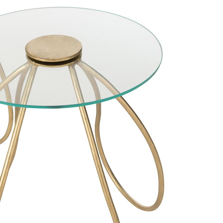 Accent Table - Round - Set of 2 - Gold - Glass and Metal