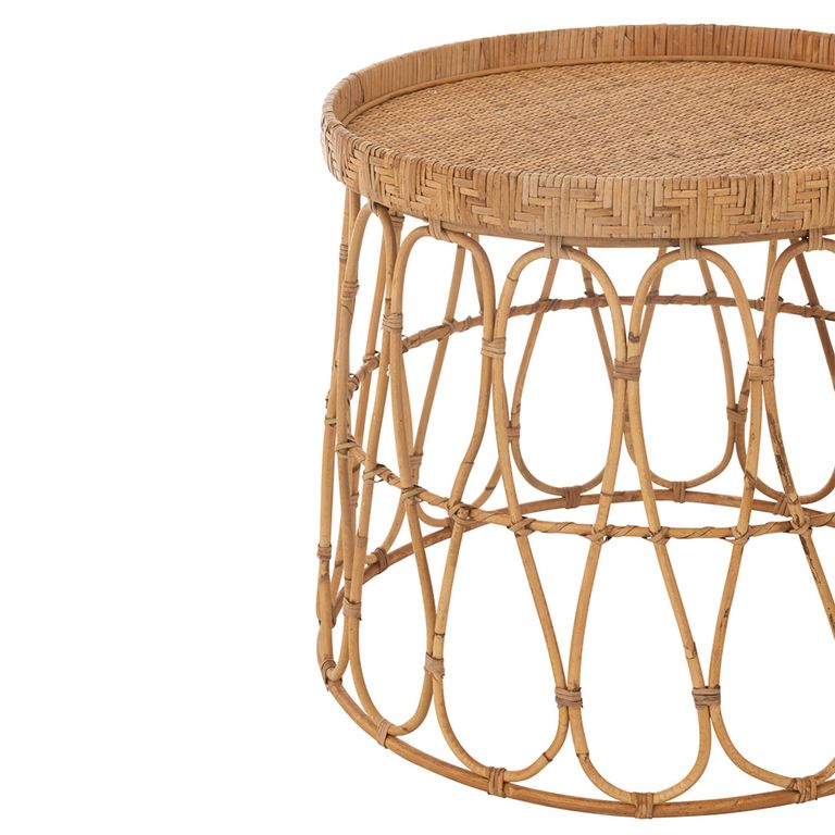 Side Table - Round - Set of 2 - Natural - Rattan and Plywood