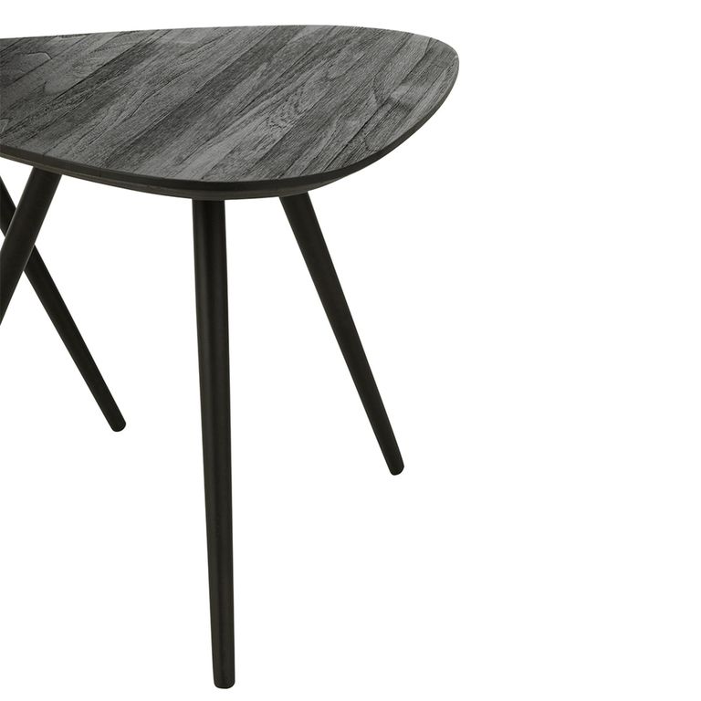Side Table - Set of 2 - Triangle - Black - Recycle Teak Wood