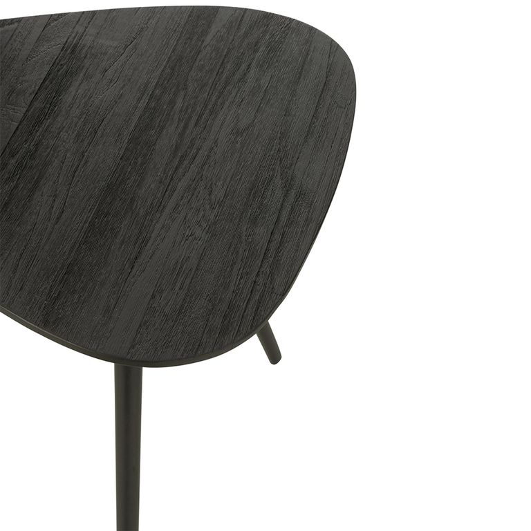 Side Table - Set of 2 - Triangle - Black - Recycle Teak Wood