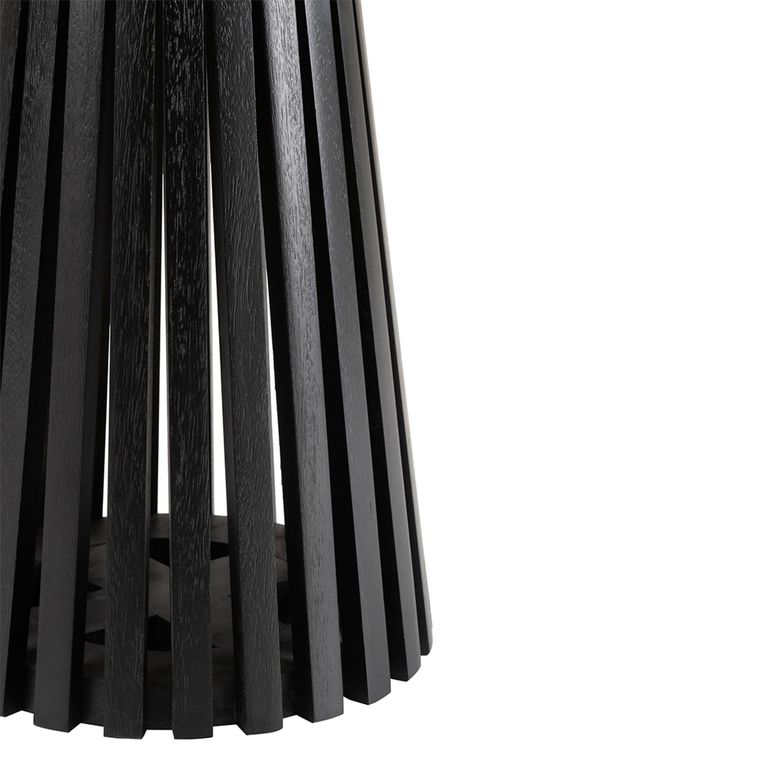 Vincent Side Table - Round - Slatted - Black - Mango Wood