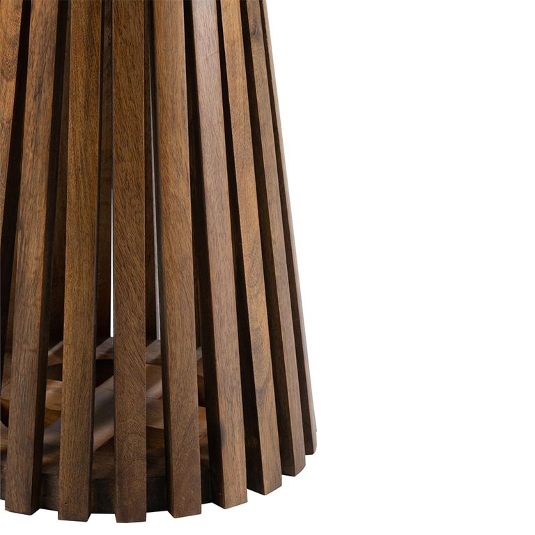 Vincent Side Table - Round - Slatted - Brown - Mango Wood
