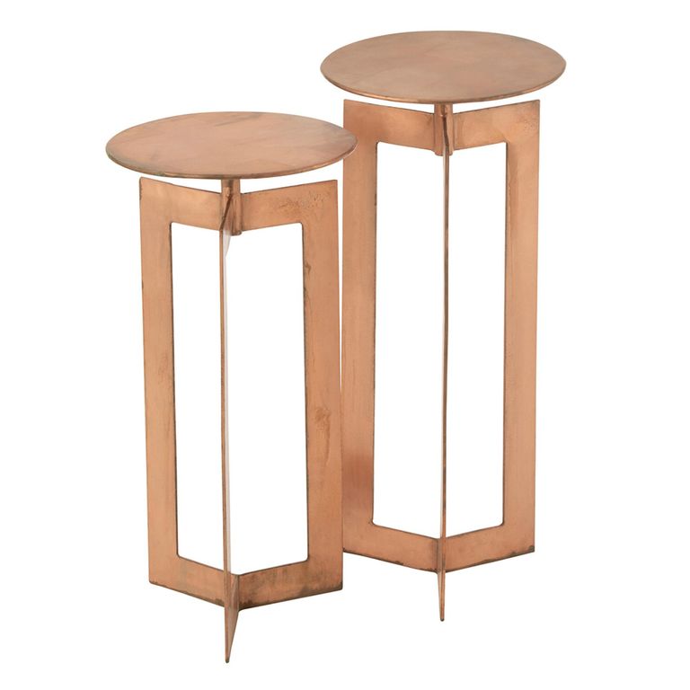Zino High Side Table - Round - Set of 2 - Copper and Metal