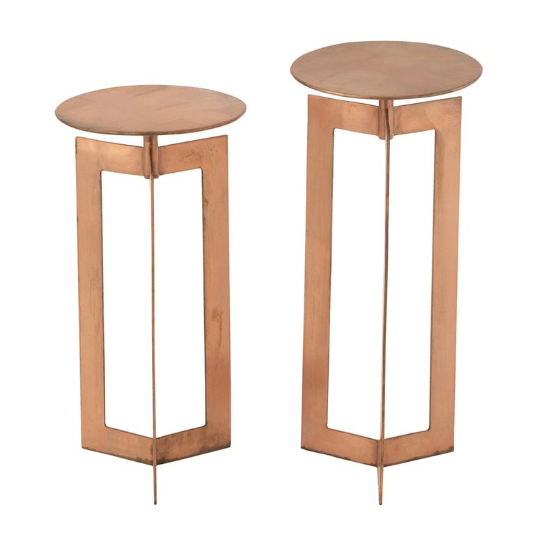 Zino High Side Table - Round - Set of 2 - Copper and Metal