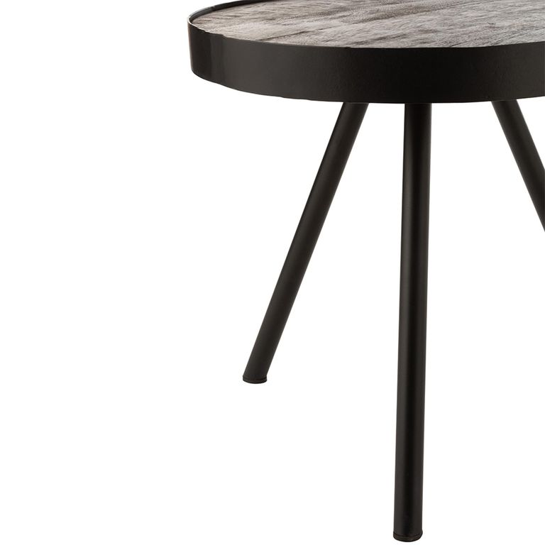 Fien Side Table - Round - Tripod Leg - Brown and Black - Mango Wood and Metal