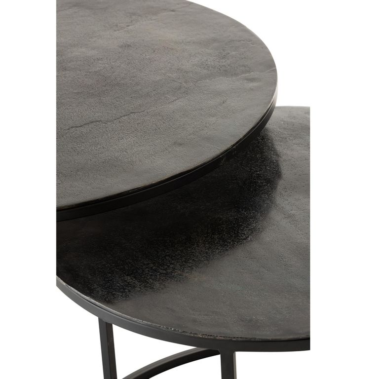 Oxidize Nest of Tables - Round - 3 Tier - Antique Black - Metal