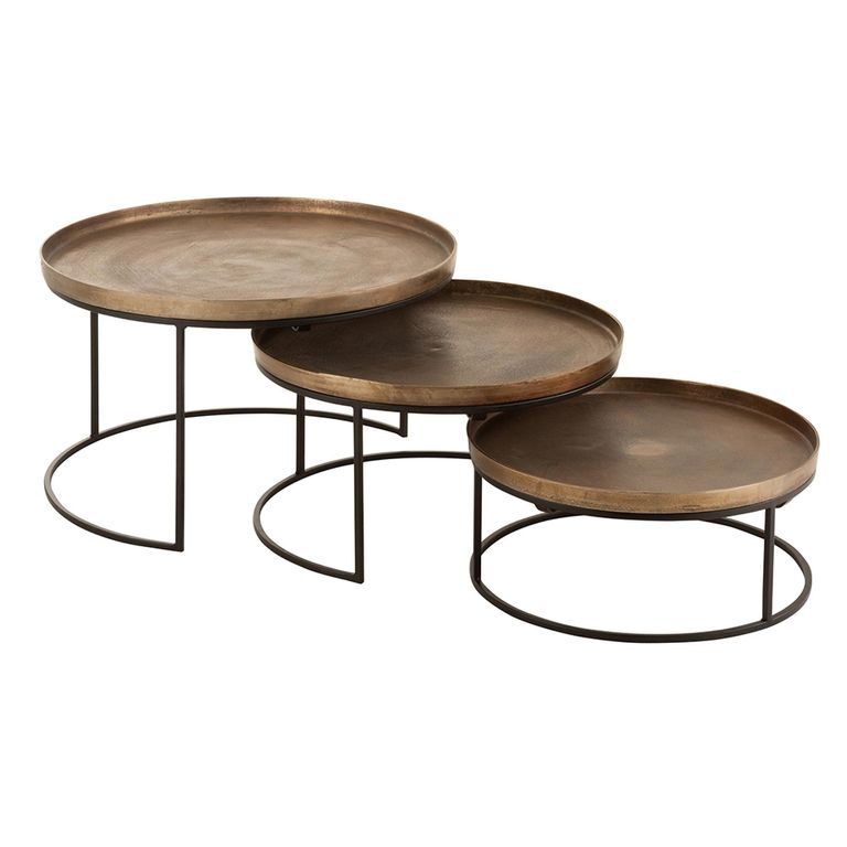 Nest of Tables - Round - 3 Tier - Rust - Aluminium