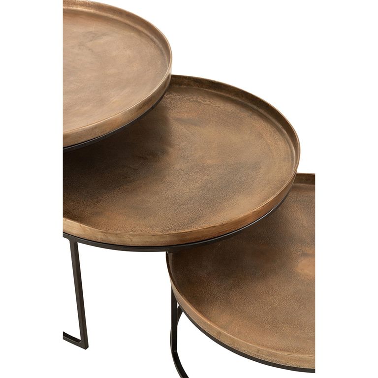 Nest of Tables - Round - 3 Tier - Rust - Aluminium