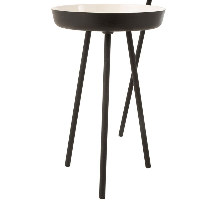 Side Table - Round - 3 Tier - Tripod Leg - White and Black - Metal