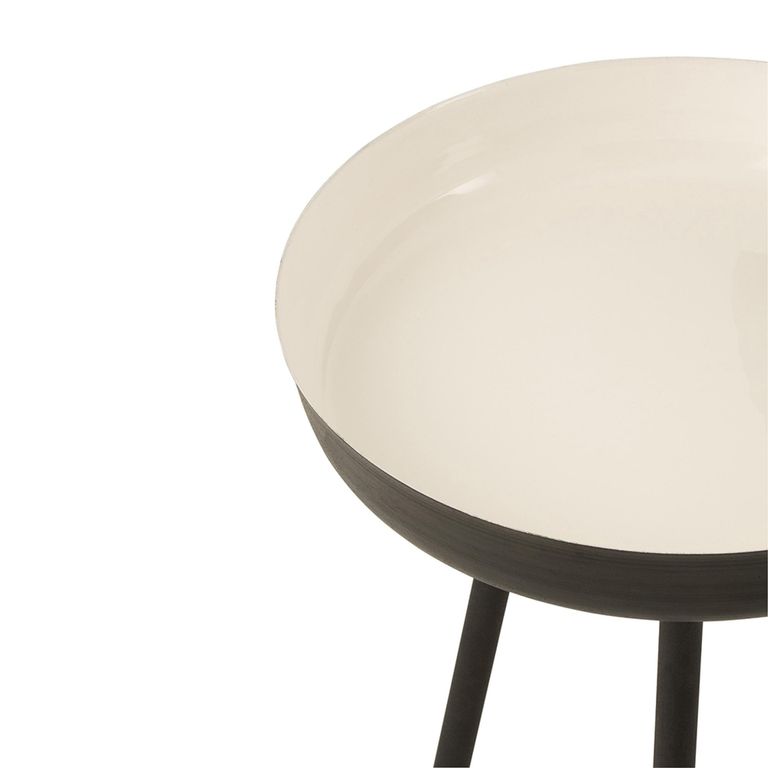Side Table - Round - 3 Tier - Tripod Leg - White and Black - Metal