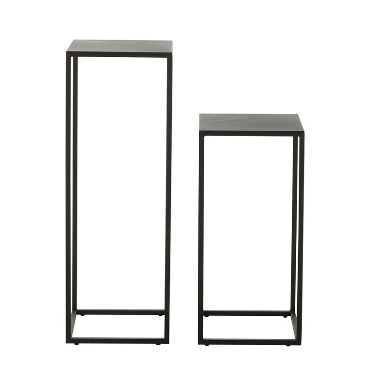 Side Table - Square - 2 Tier - Black - Metal