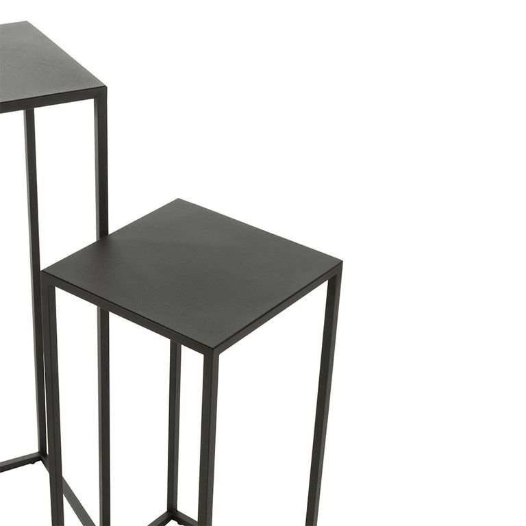 Side Table - Square - 2 Tier - Black - Metal