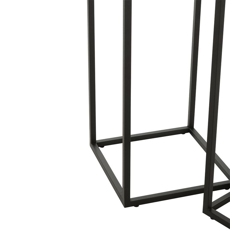 Side Table - Square - 2 Tier - Black - Metal