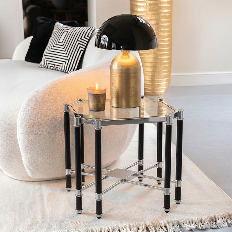Allessi End Table - Clear Glass and Chrome - Octagonal