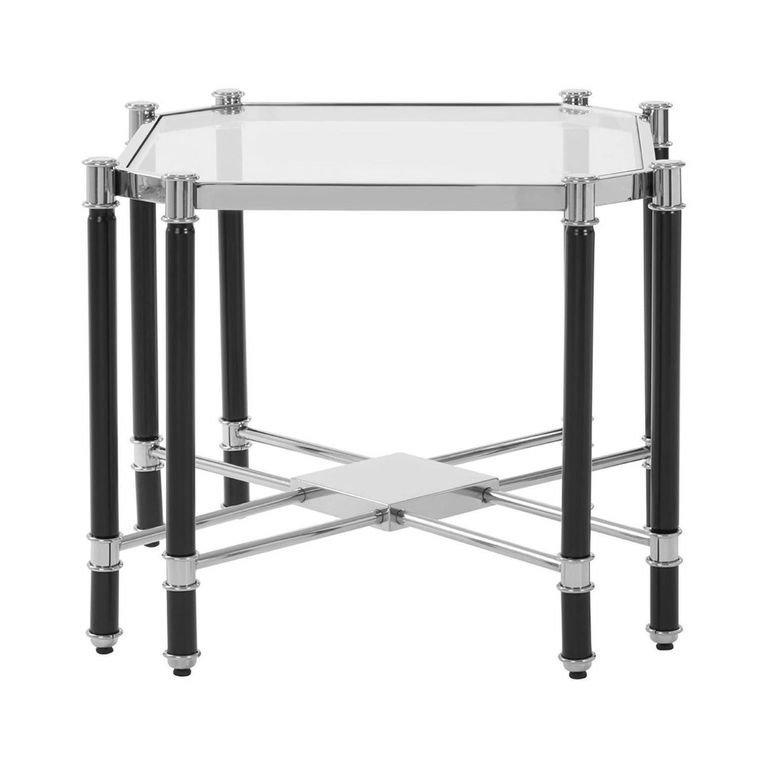 Allessi End Table - Clear Glass and Chrome - Octagonal