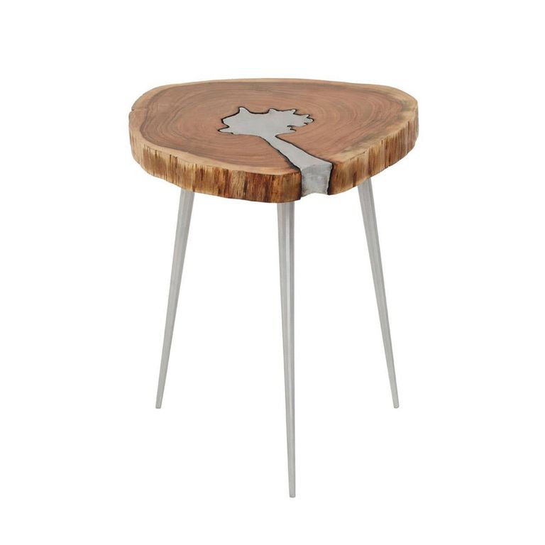 Almora Side Table - Log - Acacia Wood and Metal
