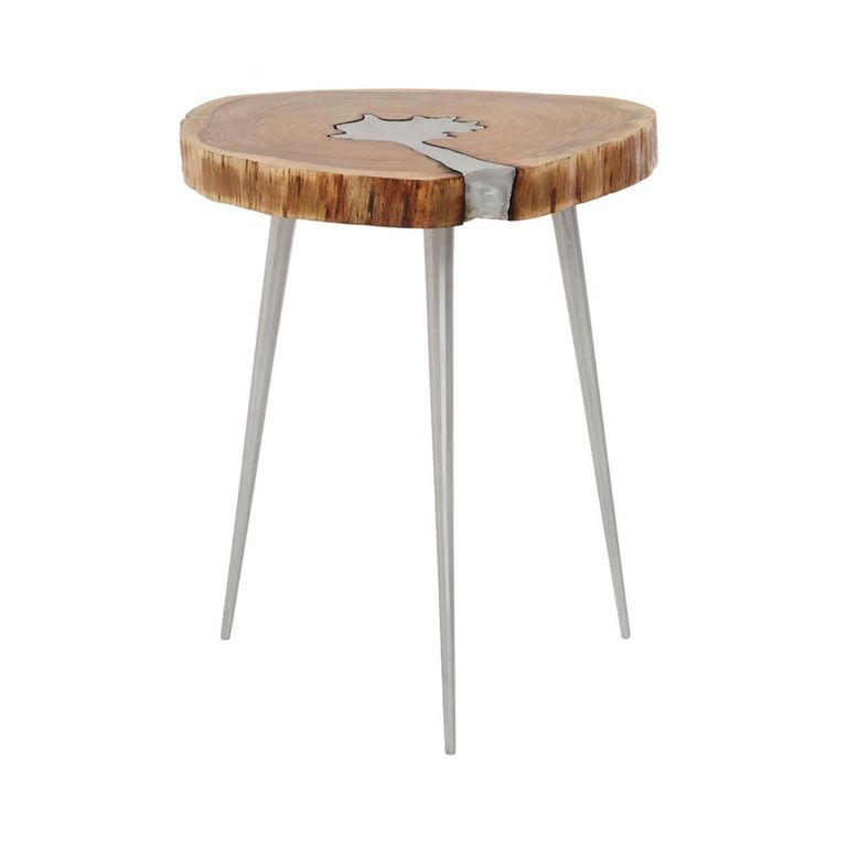 Almora Side Table - Log - Acacia Wood and Metal