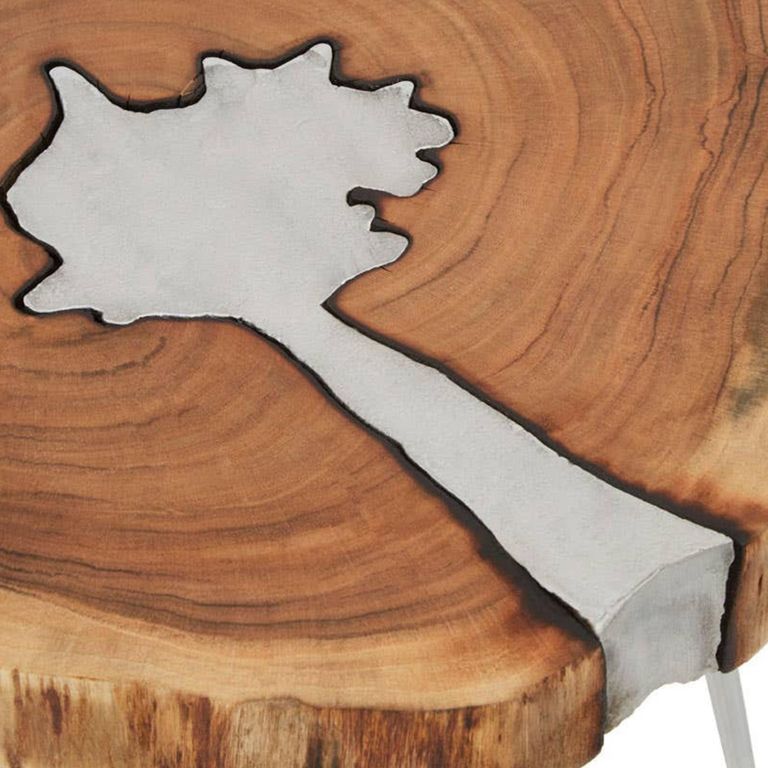 Almora Side Table - Log - Acacia Wood and Metal