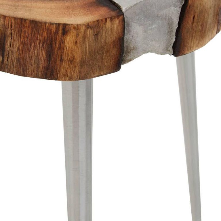 Almora Side Table - Log - Acacia Wood and Metal