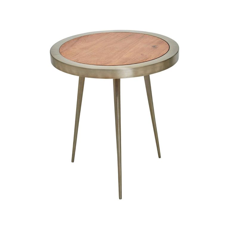 Almora Side Table - Round - Acacia Wood and Metal