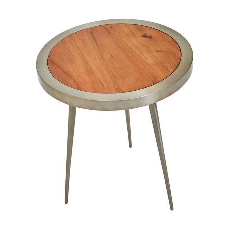 Almora Side Table - Round - Acacia Wood and Metal