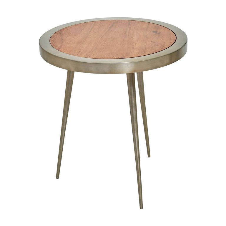 Almora Side Table - Round - Acacia Wood and Metal