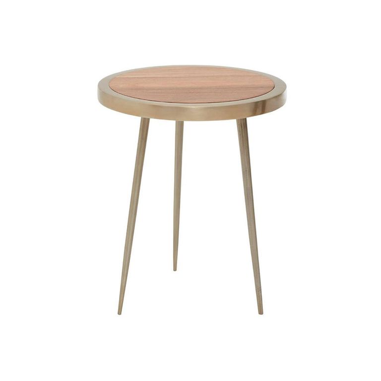 Almora Side Table - Small Round - Acacia Wood and Metal