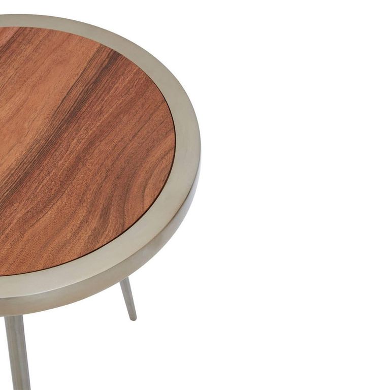 Almora Side Table - Small Round - Acacia Wood and Metal