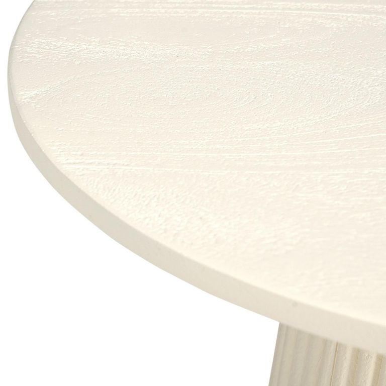 Patrice Fluted Side Table - Round - Off White - Mango Wood