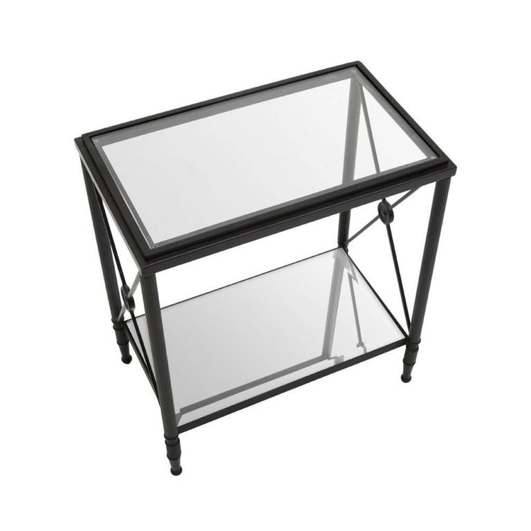 Axis Side Table - Clear Glass with Black Metal