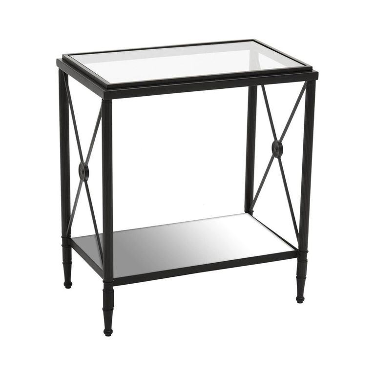 Axis Side Table - Clear Glass with Black Metal