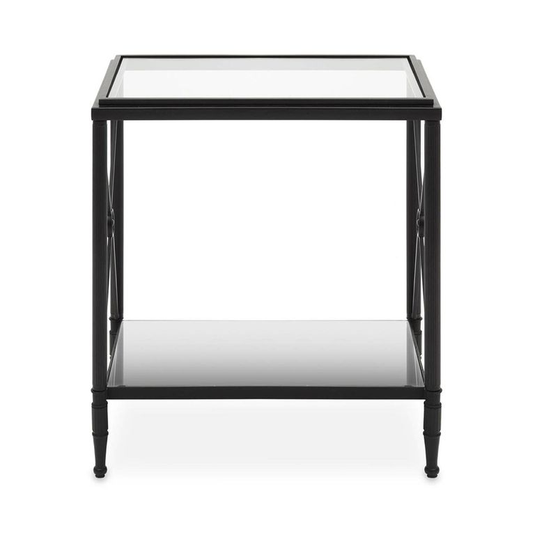Axis Side Table - Clear Glass with Black Metal