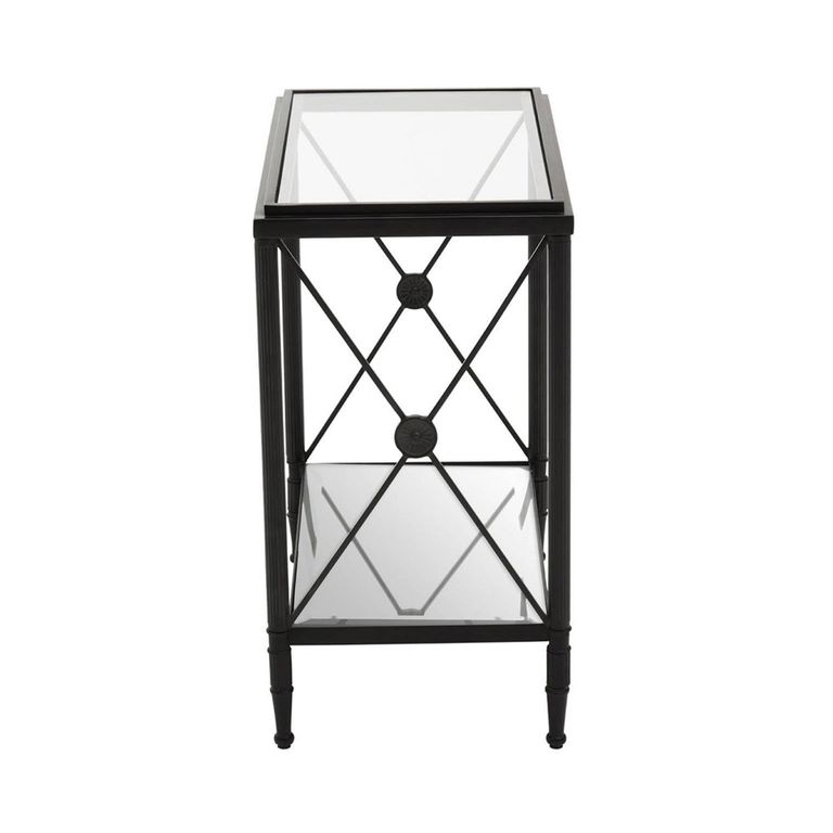 Axis Side Table - Clear Glass with Black Metal