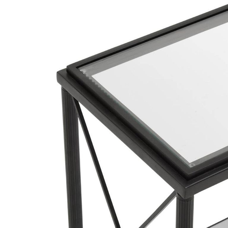 Axis Side Table - Clear Glass with Black Metal
