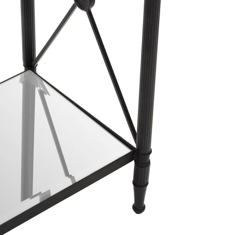 Axis Side Table - Clear Glass with Black Metal