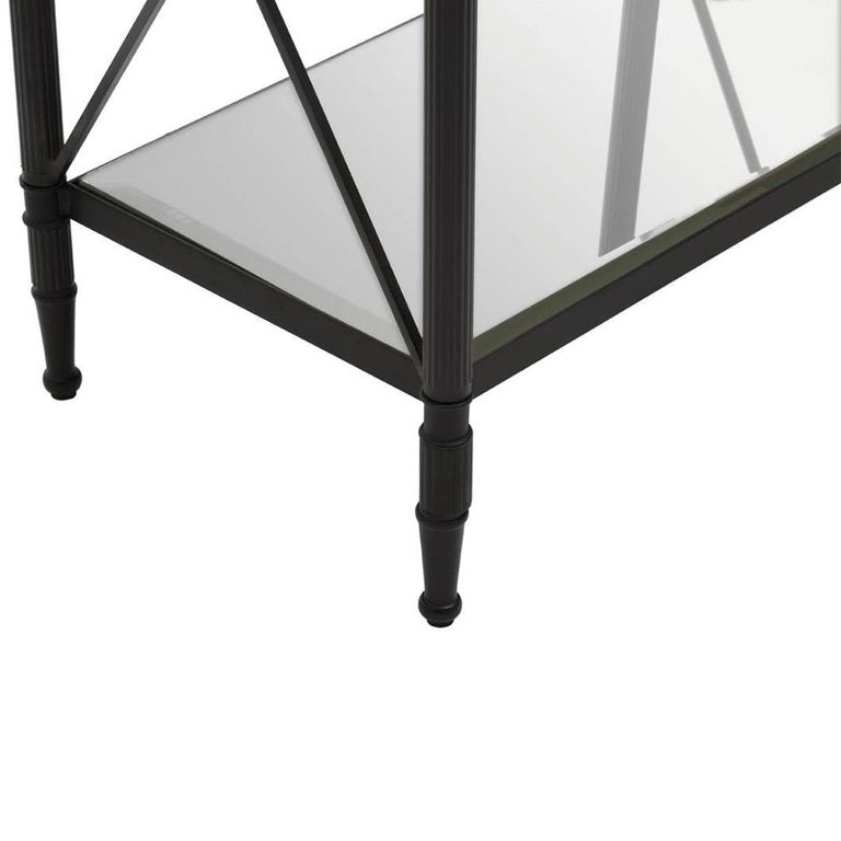 Axis Side Table - Clear Glass with Black Metal