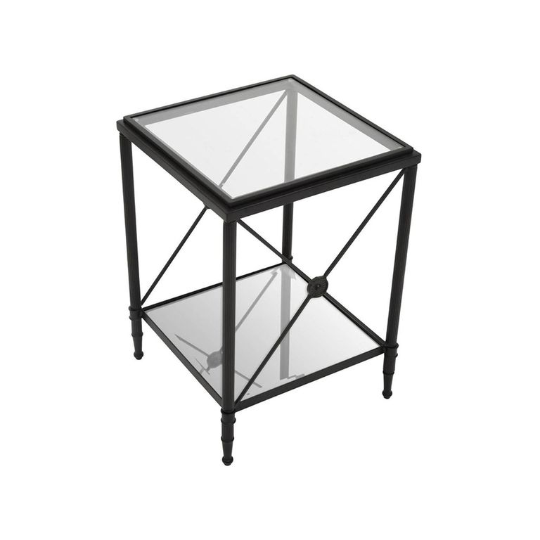 Axis Side Table - Square - Clear Glass with Black Metal