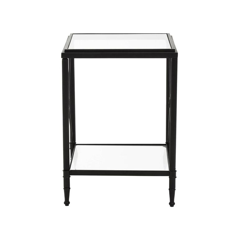 Axis Side Table - Square - Clear Glass with Black Metal