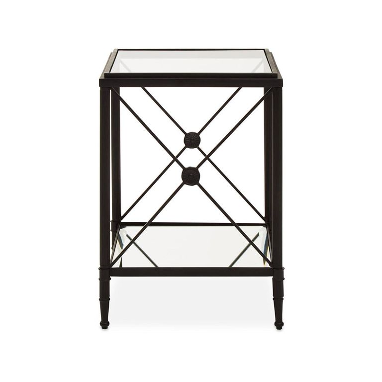 Axis Side Table - Square - Clear Glass with Black Metal