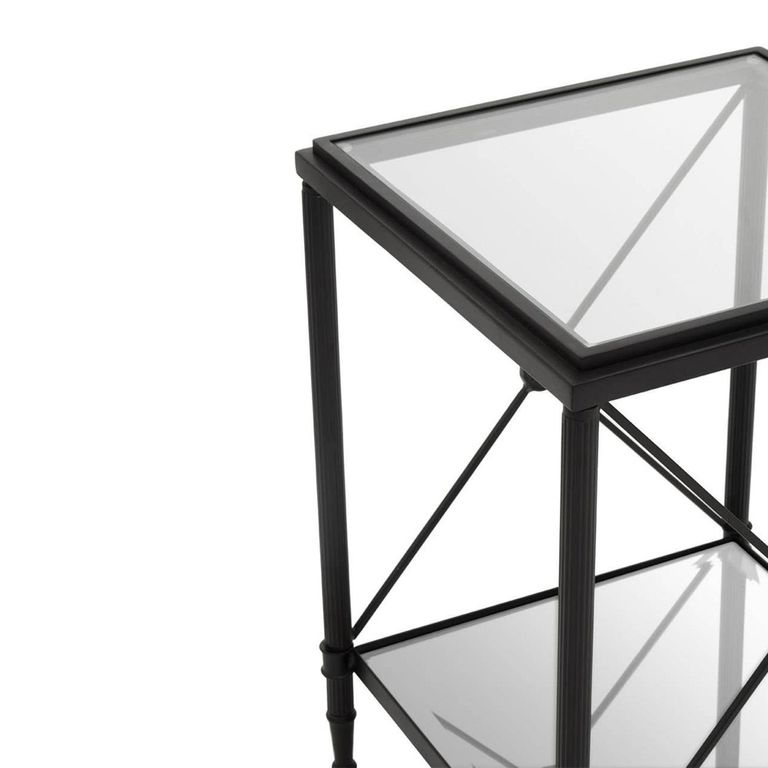 Axis Side Table - Square - Clear Glass with Black Metal