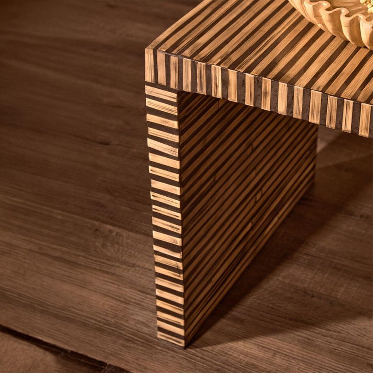 Bambusa Side Table - Square - Bamboo Inlay