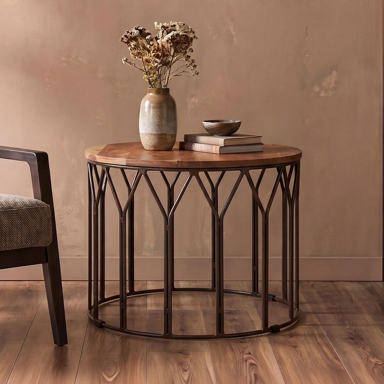Boho Side Table - Large Round - Mango Wood