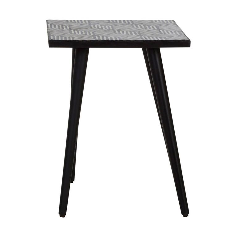 Boho Side Table - Black Bone Inlay - Square