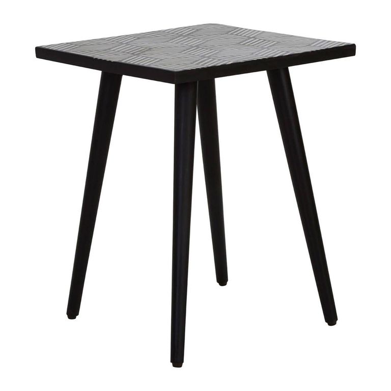 Boho Side Table - Black Bone Inlay - Square